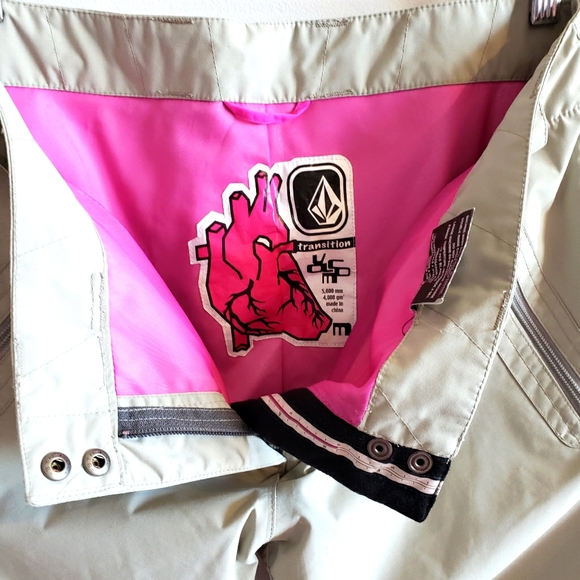 Volcom Snowboard Ski Lined Pants Waterproof Tan Taupe Pink Women Size 10 - Picture 7 of 16